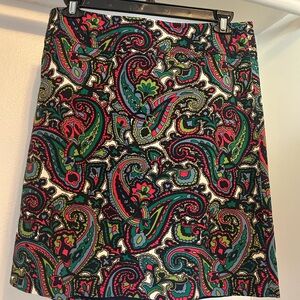 Talbots Multicolor Paisley A-Line Skirt
